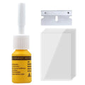 Yellow car glass repair agent tool set with three pieces for windshield repair
