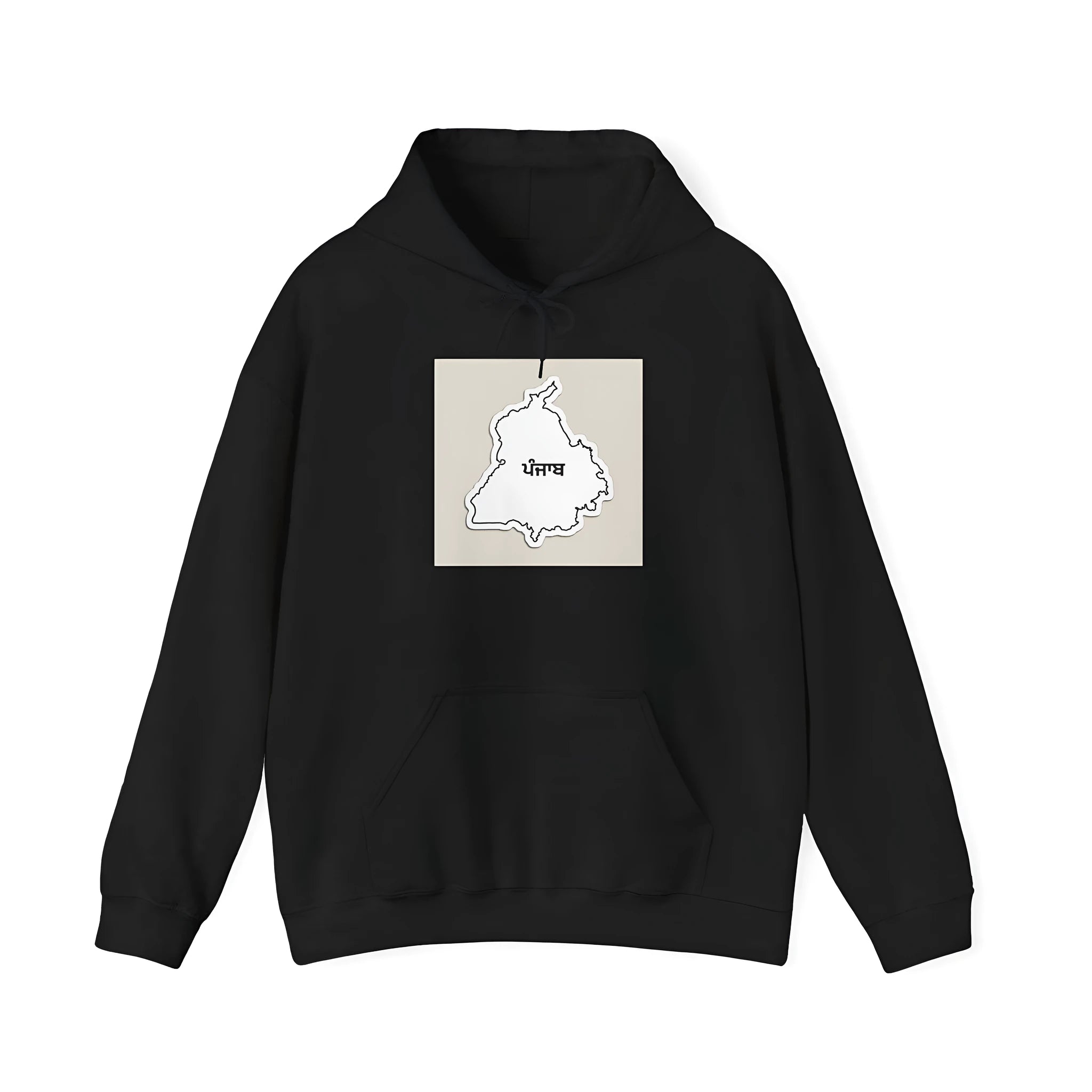 Black men's hoodie with drop-shoulder sleeves and front pocket in loose Japanese Korean casual style
