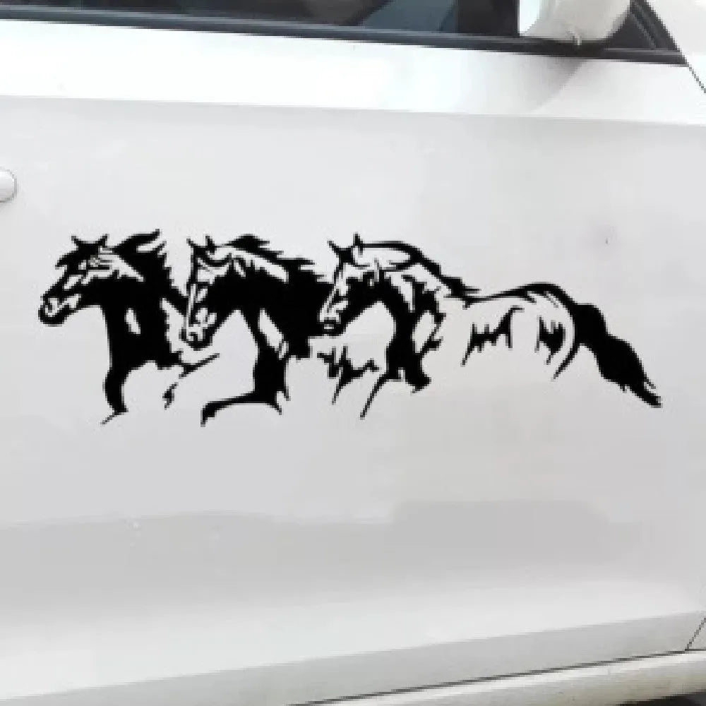 Galloping horse design car sticker decal measuring 25cm by 8cm in four colour options