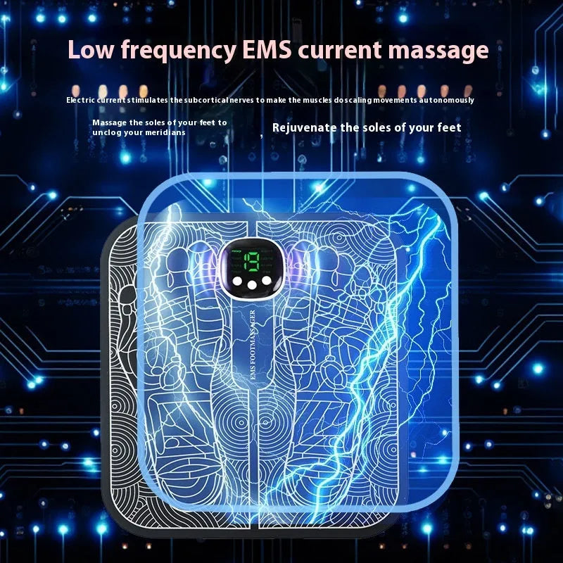 Rechargeable reflexology foot massager mat with remote control and USB charging cable