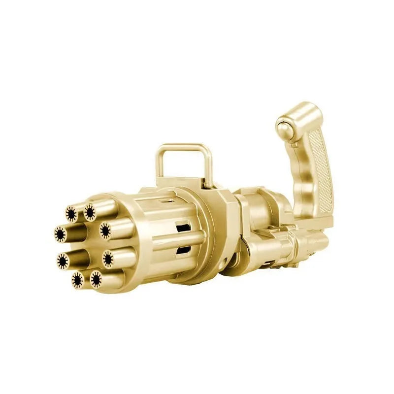 Kids bubble machine gun toy in pink, gold or black with battery compartment and removable bubble head