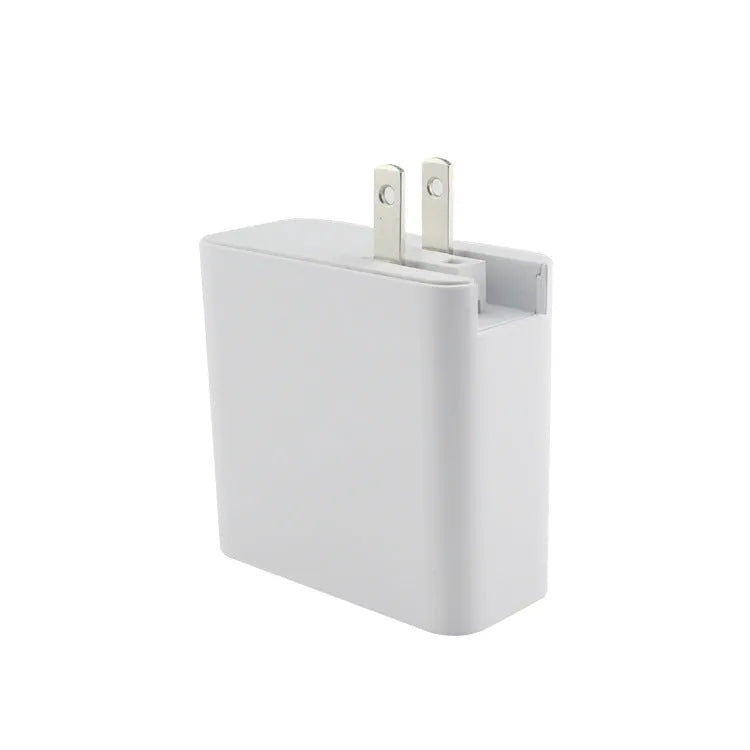 Black and white 48W USB-C PD charger with four ports and AU, EU, UK, US plug adapters