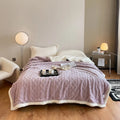Polyester thermal flannel winter blanket in beige colour showing taffeta weave texture