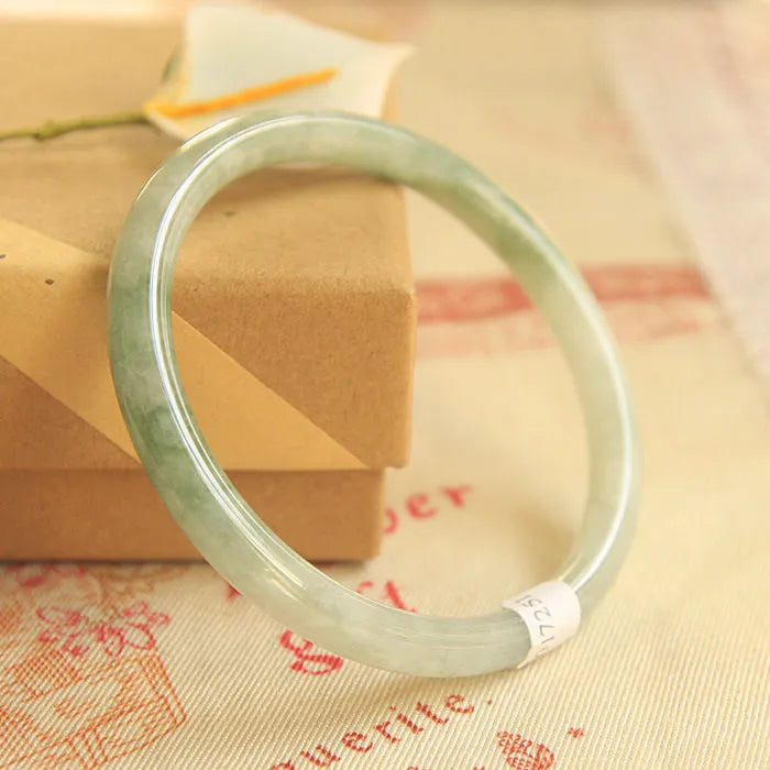 Green Chinese-style geometric jade bracelet with manual processing and adjustable sizing