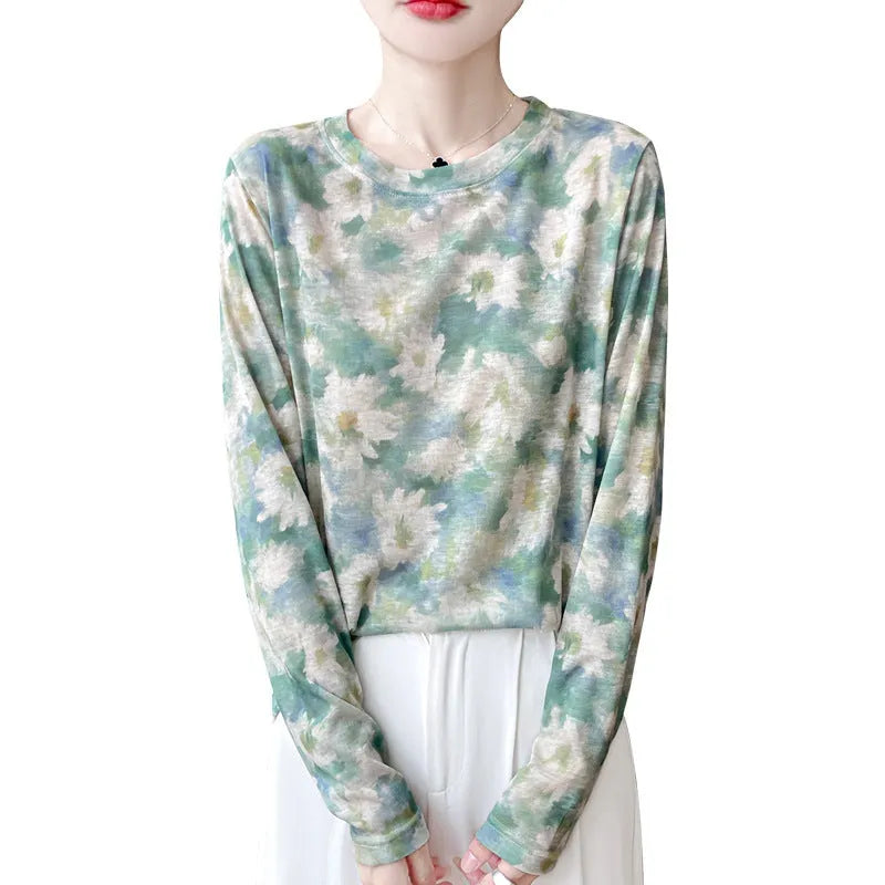 Tencel Cotton round neck pullover shirt with printed design in multiple colour options.