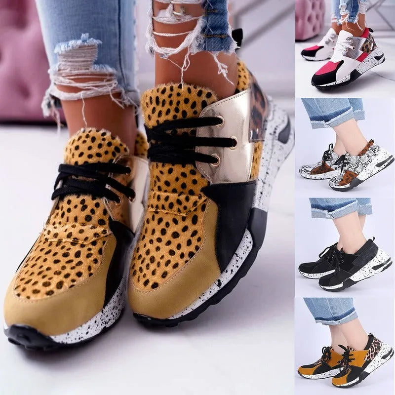 Women's suede casual sneakers with wedge heel in multiple colour options