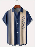 Man wearing a loose-fit plaid lapel cardigan shirt in polyester fabric for summer.