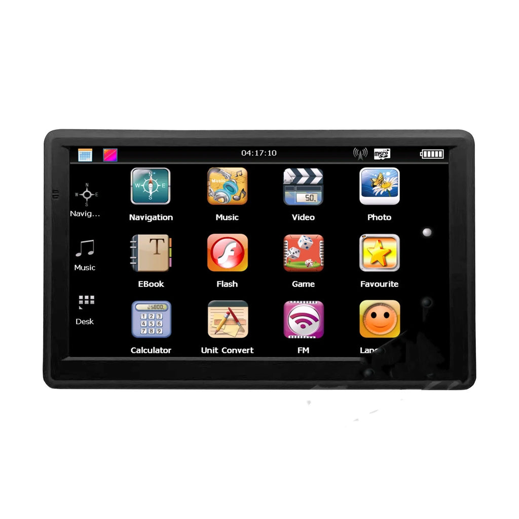7 inch HD touchscreen car GPS navigation device mounted on dashboard bracket