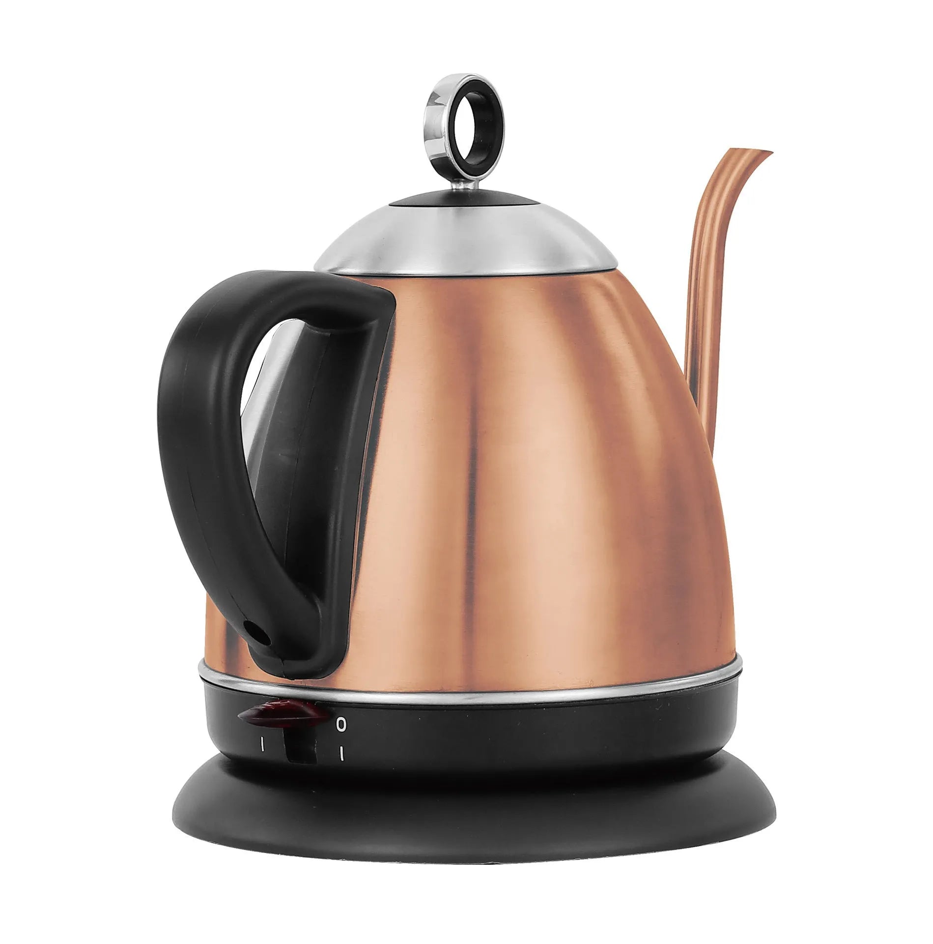 Stainless steel constant temperature kettle in gold colour with touch controls and 1 litre capacity