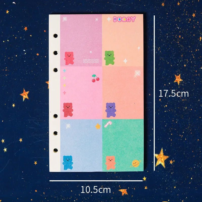 A6 loose-leaf notebook with girl heart character design, 80 sheets, 6-hole punch for student binders