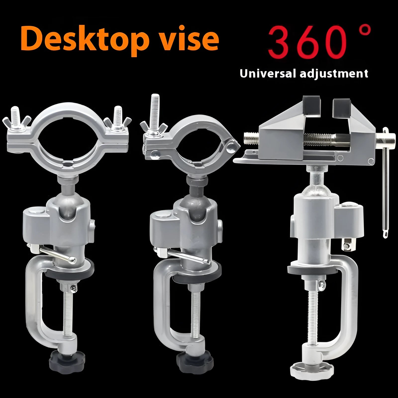 360 degree rotating bracket clamp vise with tungsten steel construction on workbench