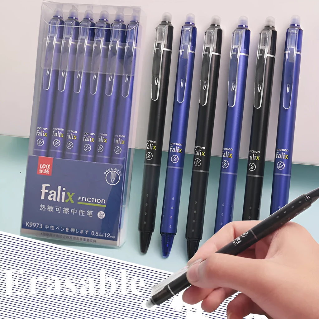 Hot erasable push gel pen 0.5mm with plastic shell and stainless steel nib