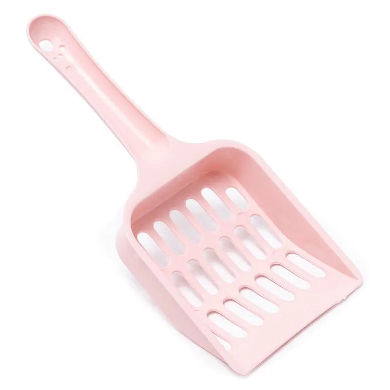 Plastic cat litter scoop 20cm long with fine mesh in blue green or pink for cleaning cat toilet sand