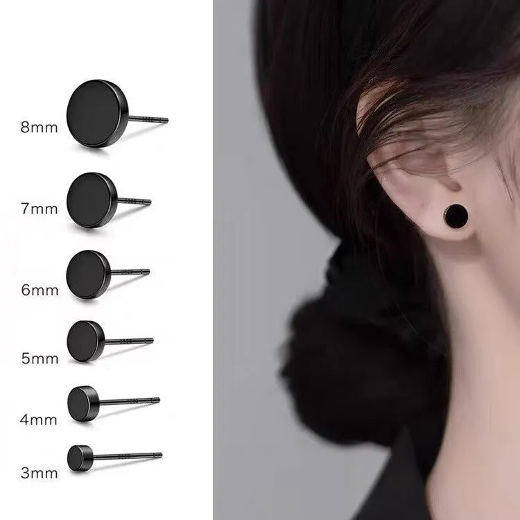 S999 sterling silver flat bone stud earrings in geometric round design