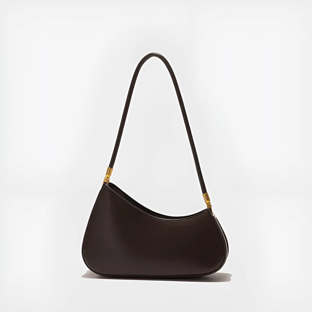 Structured oval women's underarm bag in PU leather with a single strap, shown in a colour option.