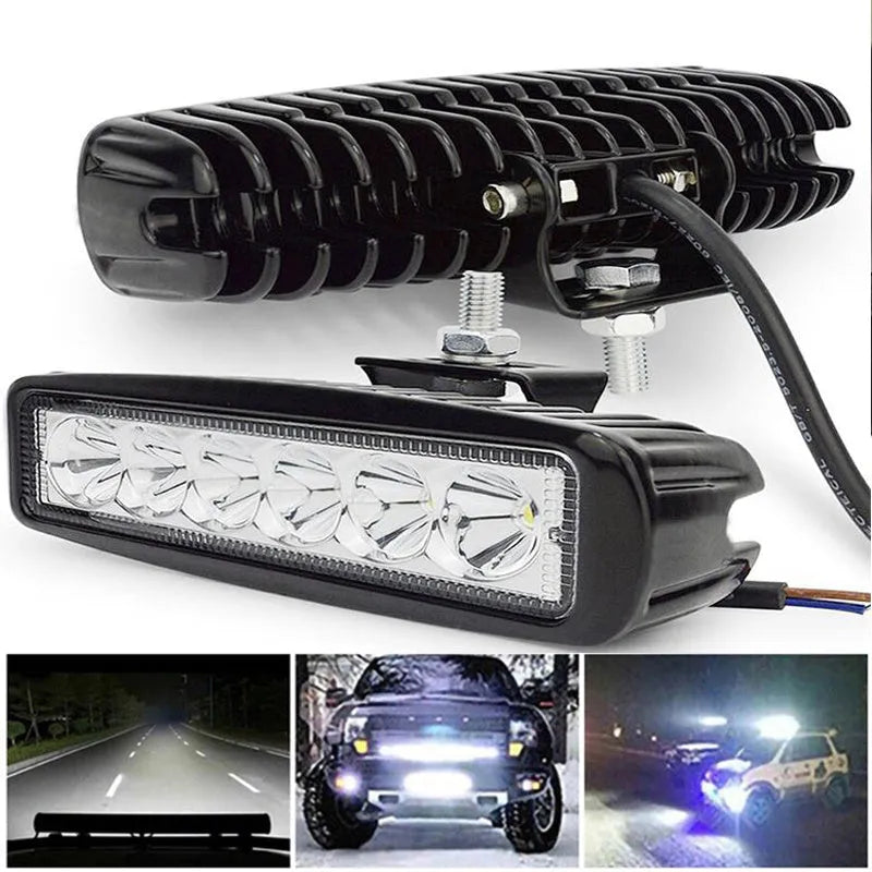Black automotive auxiliary spotlight with die-cast aluminium housing and clear polycarbonate cover