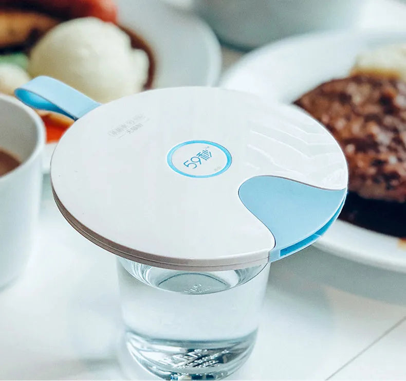 Blue portable UV-C baby bottle steriliser with USB charging cable