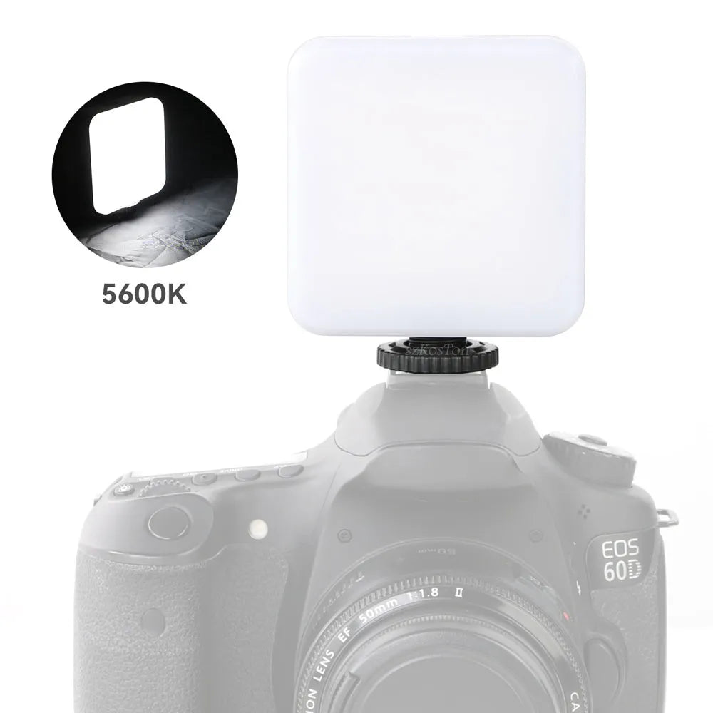 LED mini square pocket light tripod with top flash and universal camera mount