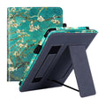 Brown calfskin leather case with wrist strap for Kindle Paperwhite 11 e-reader.