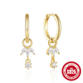 S925 sterling silver earrings with sunflower motif and zircon inlay in golden three diamonds colour