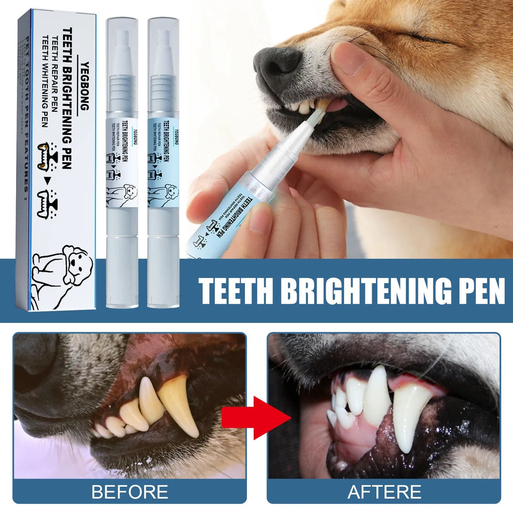 Pet teeth whitening pen with brush applicator for dog and cat dental care