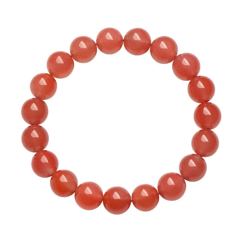 Natural South Red Cherry Red Agate beaded bracelet with polished round stone beads.