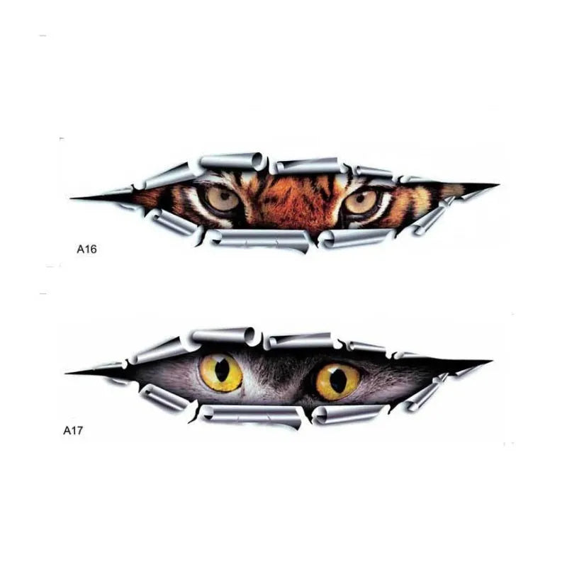 3D Tiger Eye and Eagle Eye car bumper sticker with transparent PVC adhesive material