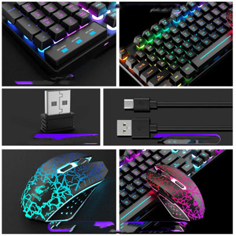 T3 wireless charging keyboard and mouse set with backlight in black or white colour options