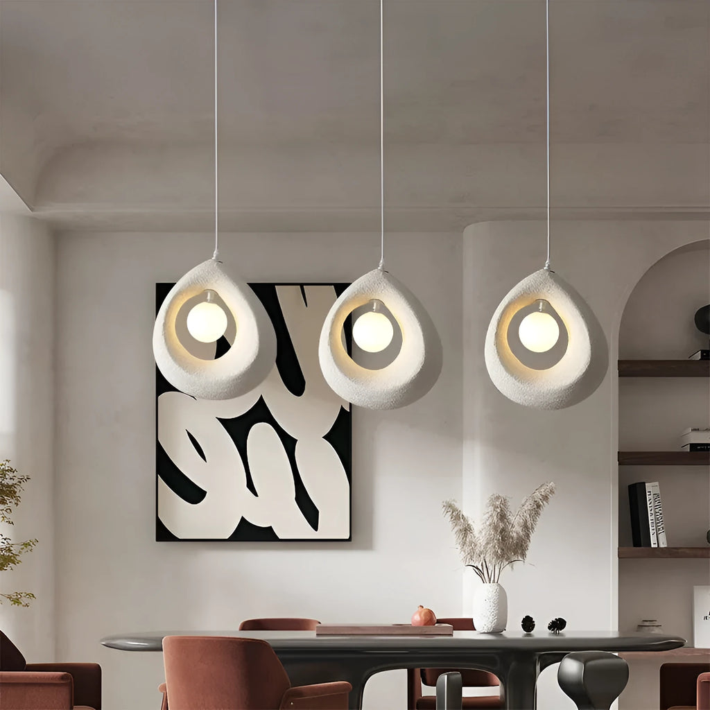Modern retro restaurant chandelier with milky white glass lampshade