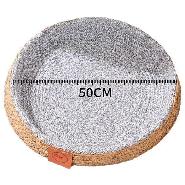 Rattan woven cat nest pet bed available in four sizes S, M, L, and XL