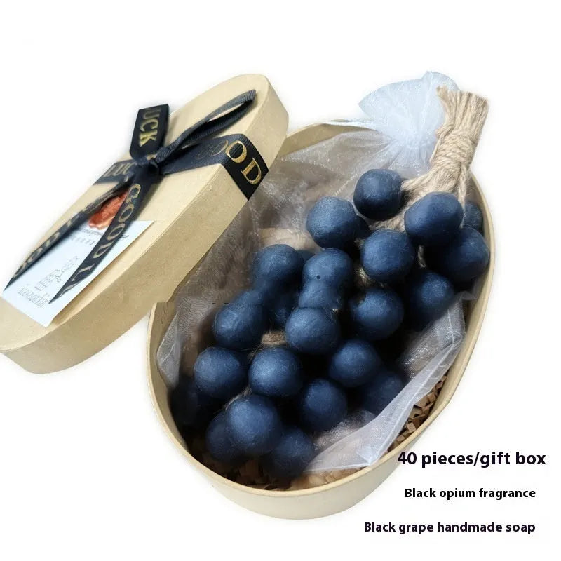 Handmade grape soap bar with 120g net content in black, green, purple and litchi scent varieties