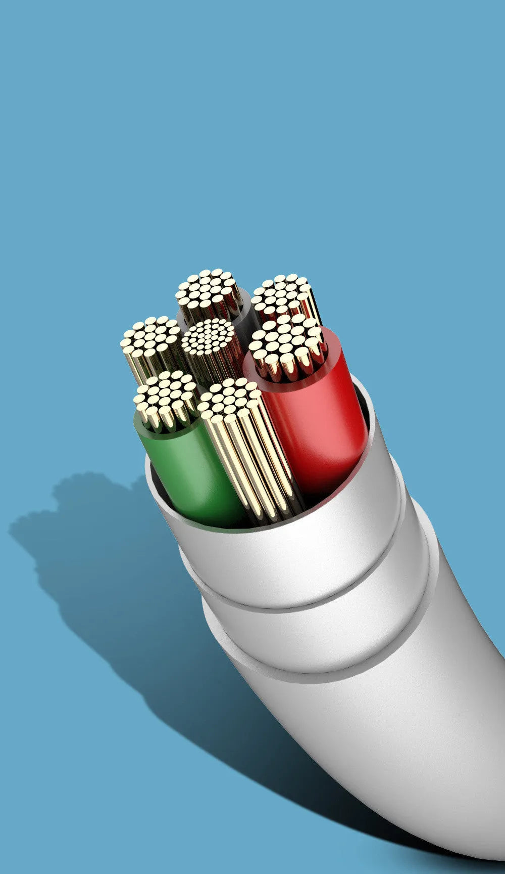 White 3-in-1 mobile charging cable showing USB, Micro USB and TYPE-C connectors with 1.2m length