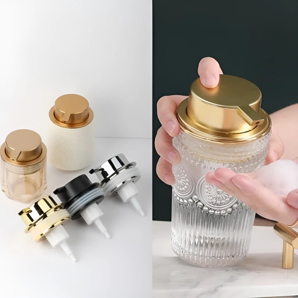 ABS plastic facial cleanser foam pump dispenser with large foam head in four colour options
