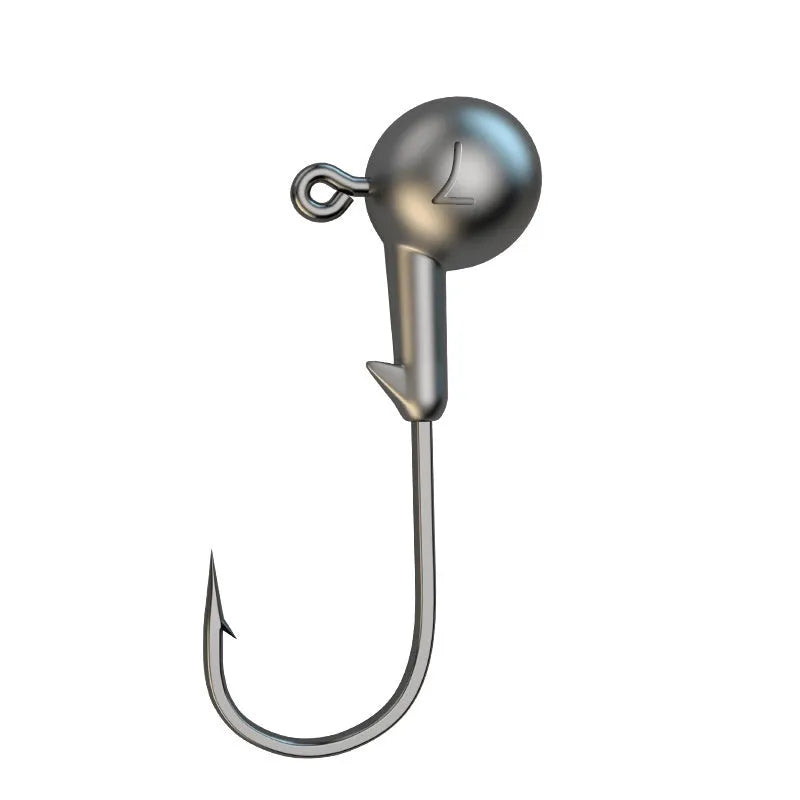50-piece enhanced strength fishing jig hooks with lead-headed design in primary colours