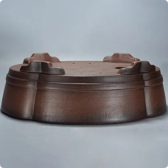 Purple clay bonsai pot with classical antique design measuring 50cm long by 39cm wide