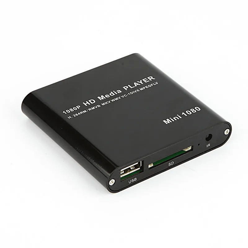 1080P Full HD media player in black or blue with HDMI, SD, USB and HDD ports
