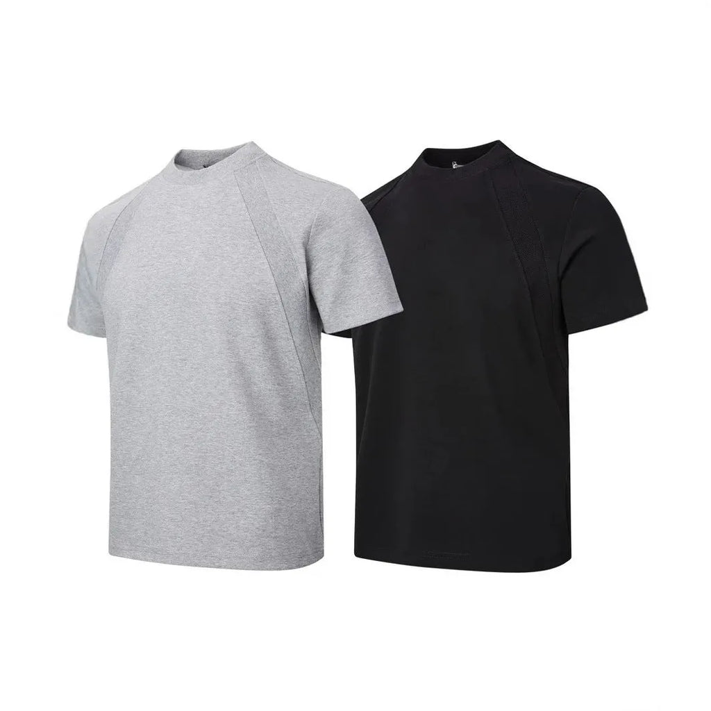 Women's loose fit short sleeve top with air layer stitching detail in polyester fabric