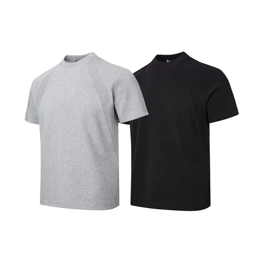 Women's loose fit short sleeve top with air layer stitching detail in polyester fabric