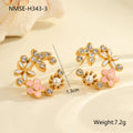 Colourful flower stud earrings with petal design on stainless steel posts