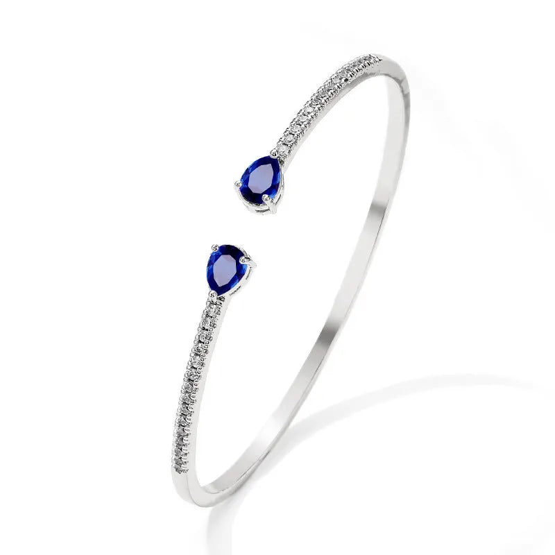 Personalised copper bracelet with multi-zircon inlay in simple style jewellery