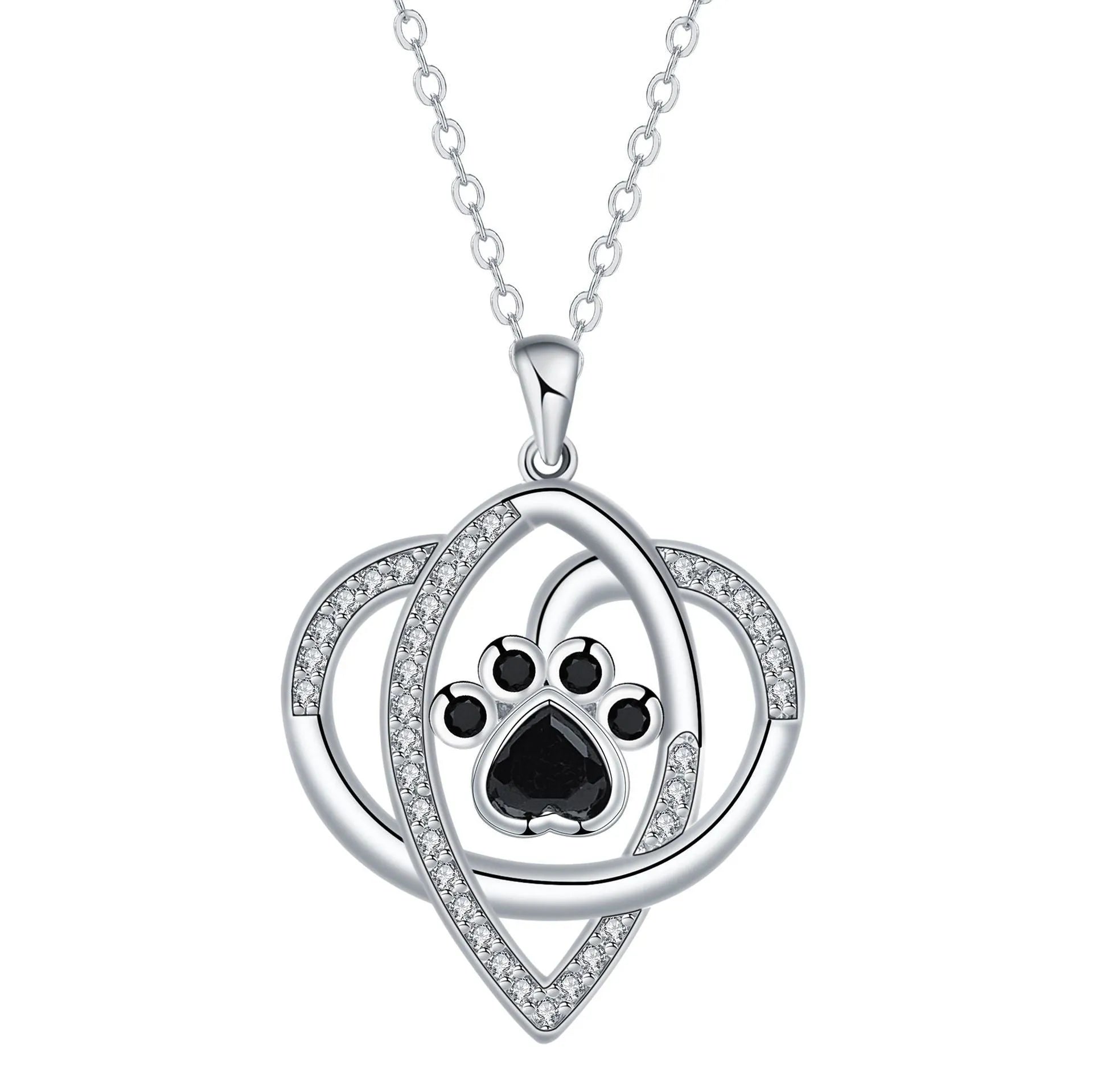Women's copper necklace with dogs and cats footprints pendant on cross chain