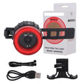 Black intelligent induction brake taillight for bicycles with aluminium alloy housing and dual mounting brackets