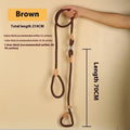 Brown nylon dog leash with hand holding rope, length 2.1 metres