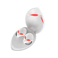 Alien-design T8 Starman Bluetooth headphones in charging case on white background