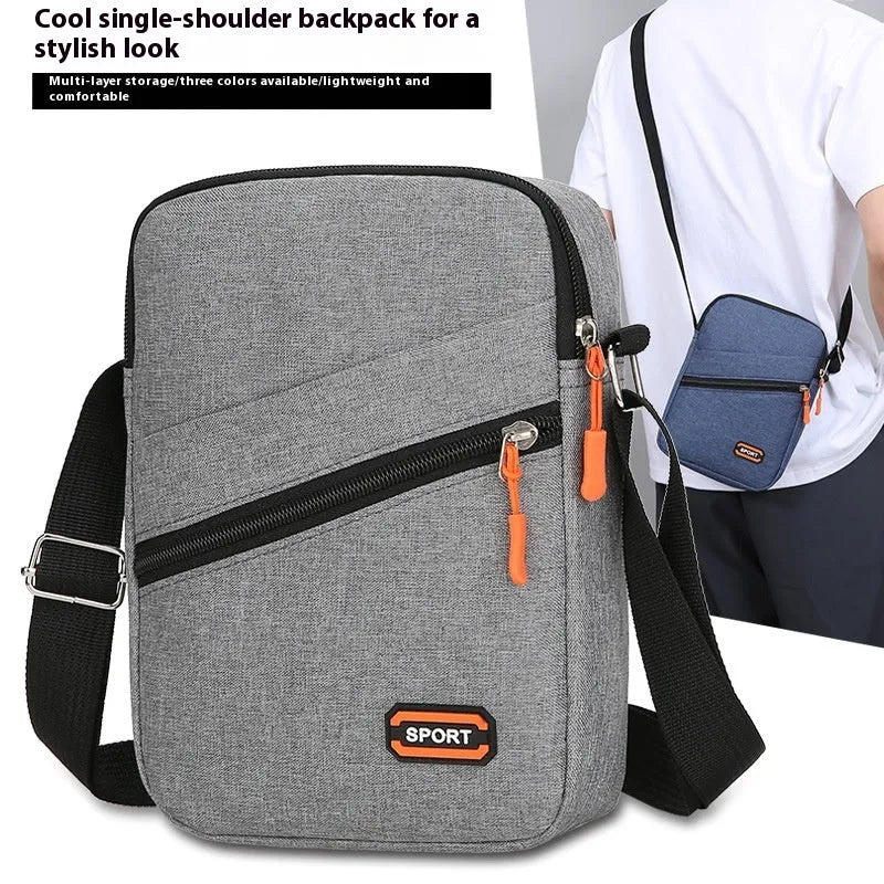 Oxford cloth ultra-light crossbody commuter bag in silver grey, black, or navy blue.