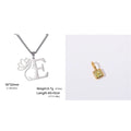Stainless steel cross chain necklace with single pendant in gold electroplated finish