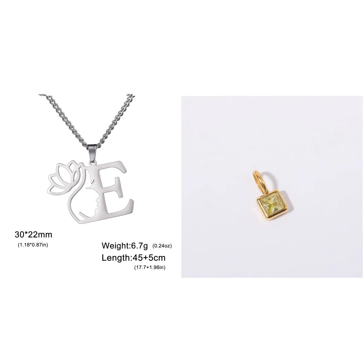 Stainless steel cross chain necklace with single pendant in gold electroplated finish