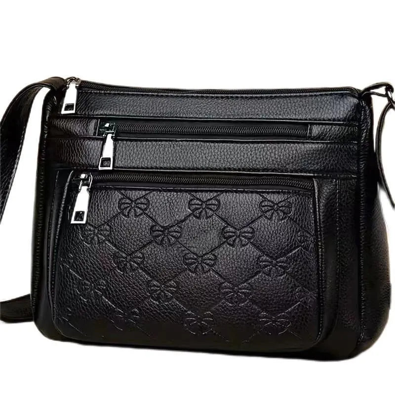 Butterfly black women's shoulder messenger bag with horizontal square shape and crossbody strap
