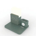 3-in-1 wireless charging stand for phone, watch, and earbuds in dark green colour