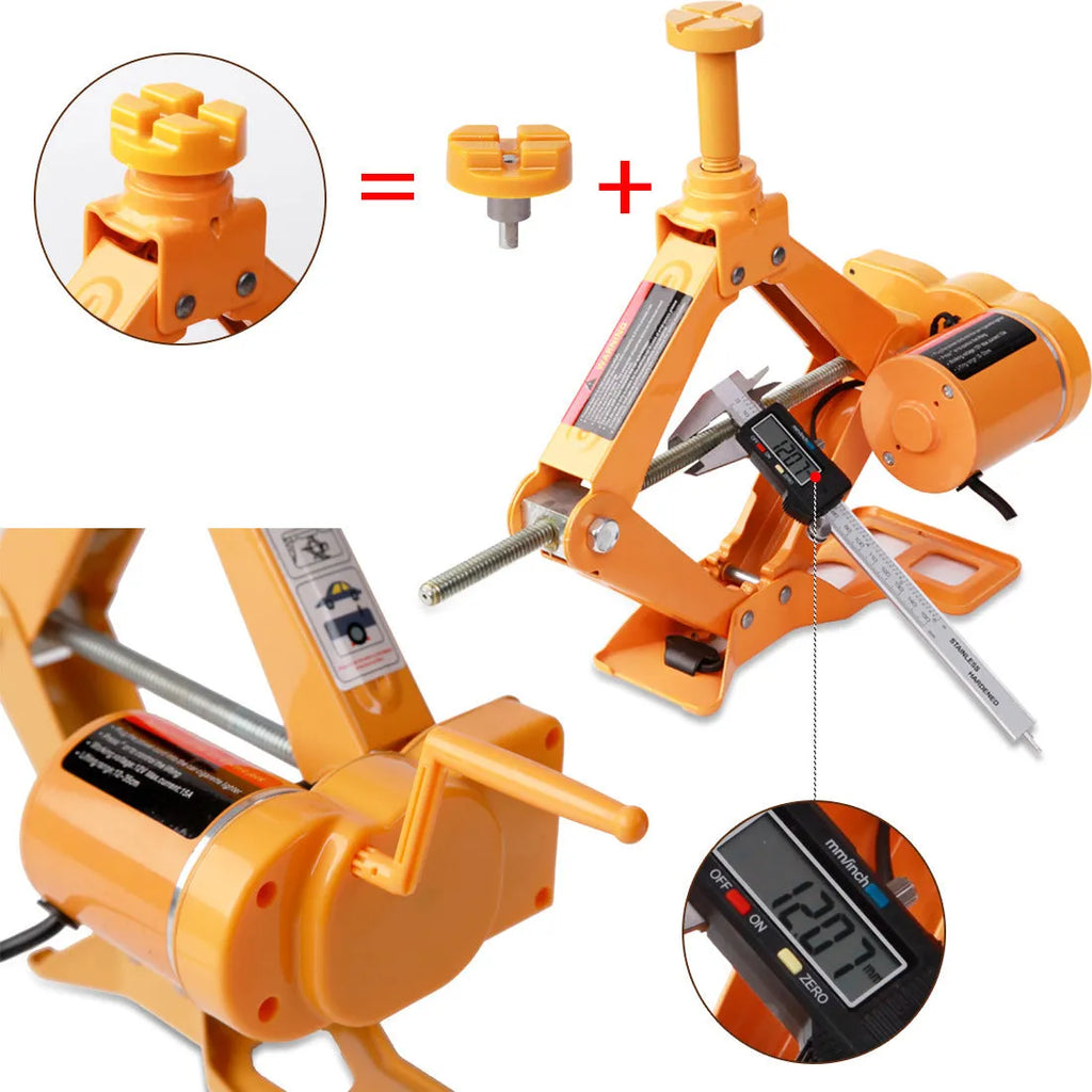 Yellow car electric jack set with electric wrench for vehicle tyre changes